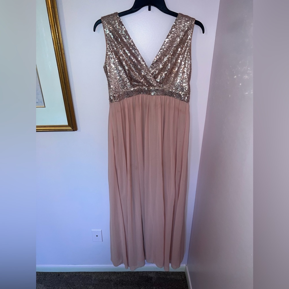 Formal sequence rose gold dress